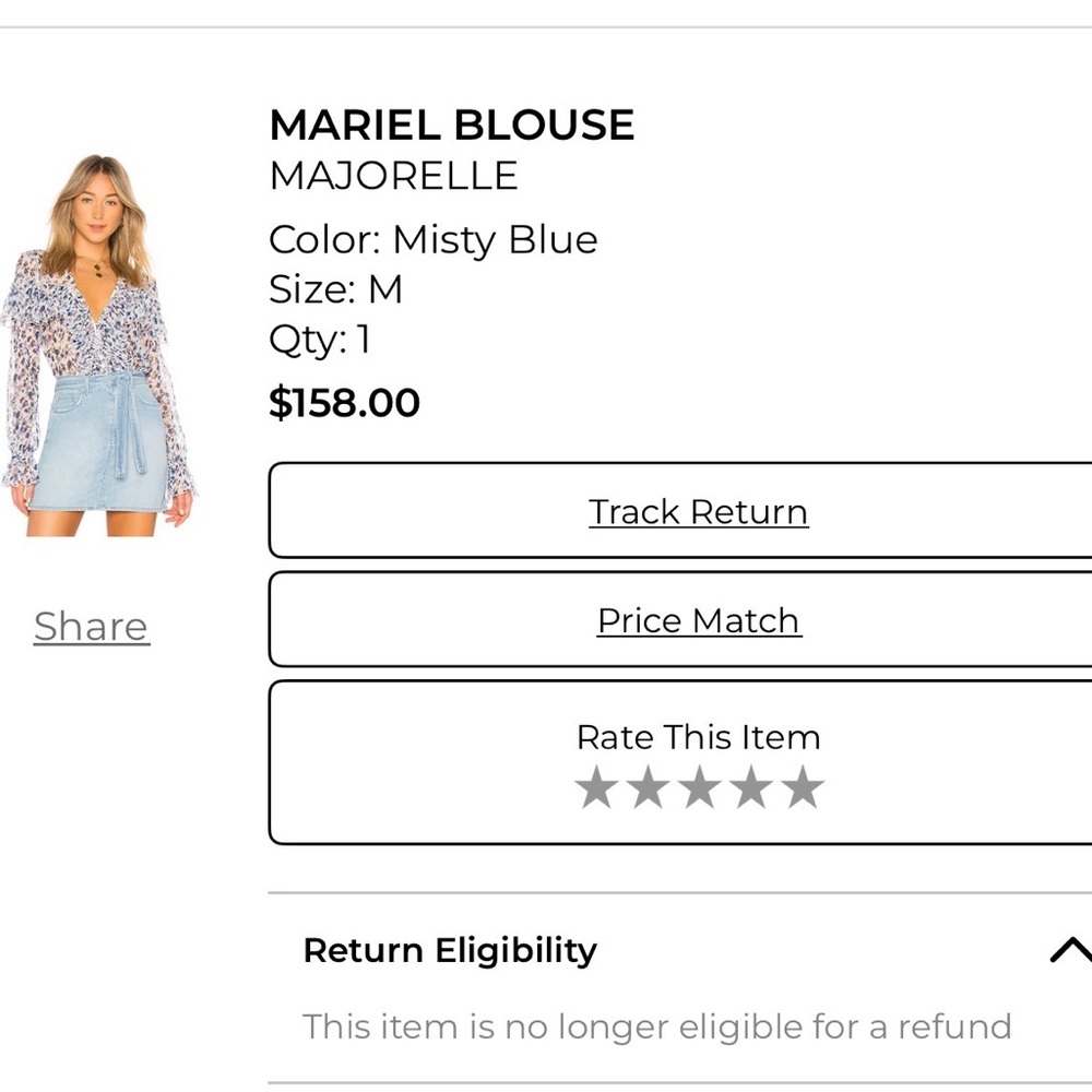 MAJORELLE Blue and White Floral Ruffle Blouse - Picture 4 of 9